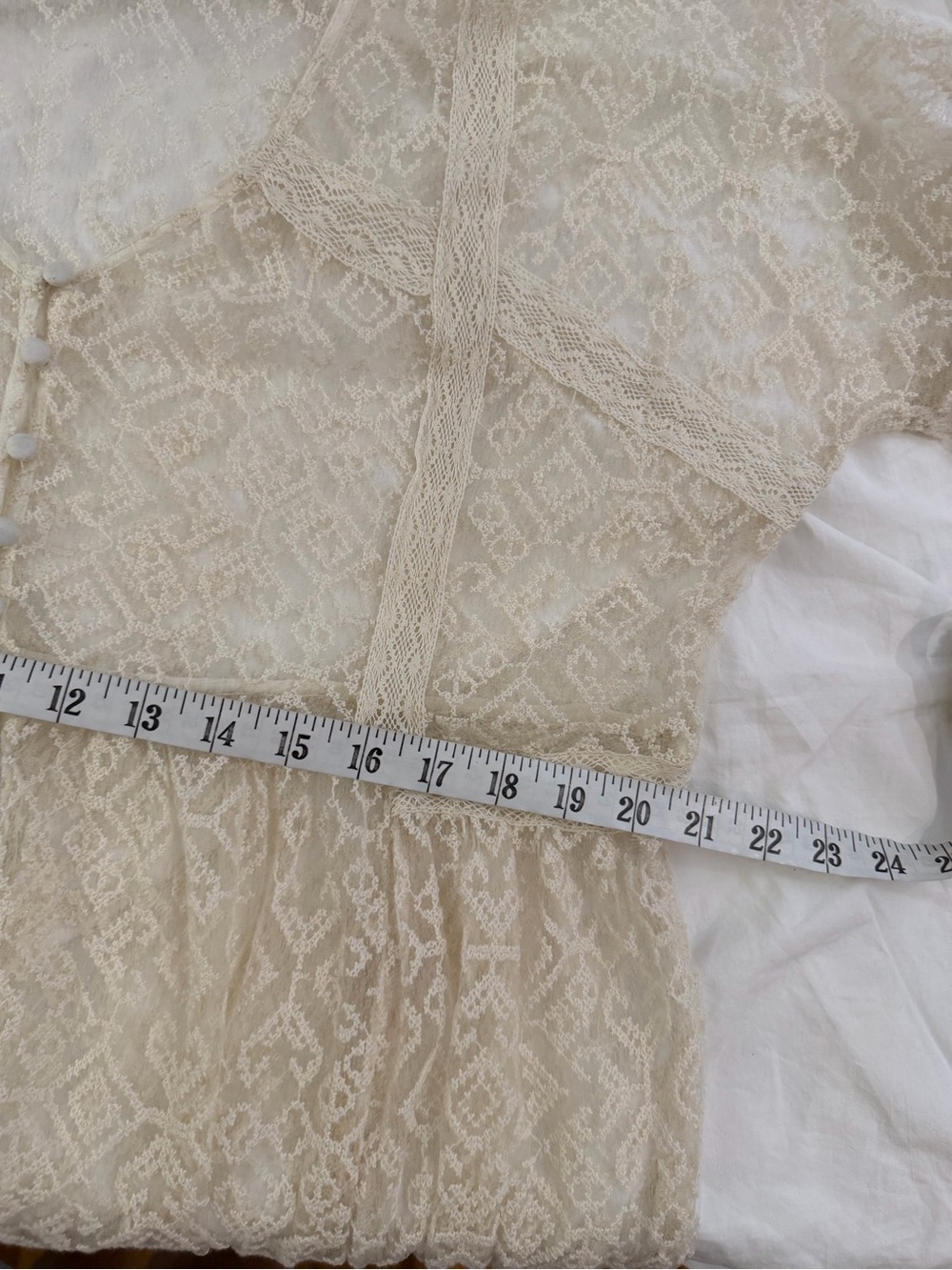 ANTHROPOLOGIE MAEVE San-Michel Lace Duster Dress Coverup Ivory White L - Picture 13 of 16